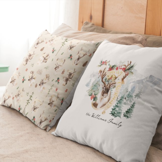 Cojín Decorativo Granja de renos y árboles | Feliz Navidad (Subido por el creador)