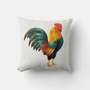 Cojín Decorativo Granja Granjero Pollo Verde Amarillo Blanco Gallo 