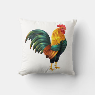 Cojín Decorativo Granja Granjero Pollo Verde Amarillo Blanco Gallo