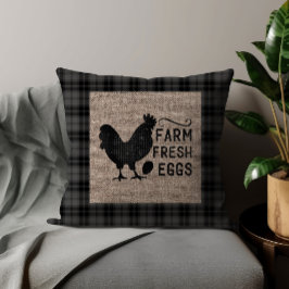 Cojín Decorativo Granja gris negra de huevos frescos Burlap