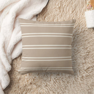 Cojín Decorativo Granja Moderna Boho Neutral en Rayas Beige