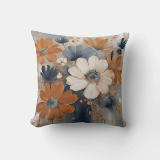 Cojín Decorativo Granja Moderna Casa Azul Marino Naranja Quemada Fl