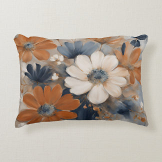 Cojín Decorativo Granja Moderna Casa Azul Marino Naranja Quemado Fl