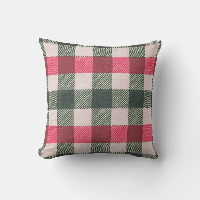 Cojín Decorativo Granja Red y Green Gingham (Anverso)