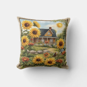 Cojín Decorativo Granja rural Dreamy Golden Sunflowers