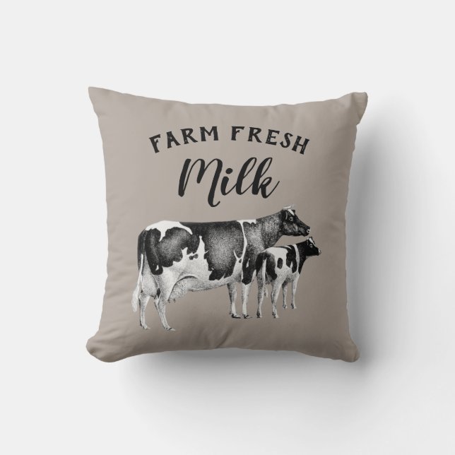 Cojín Decorativo Granja rústica de cría de leche fresca de vaca | T (Anverso)