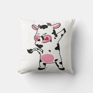 Cojín Decorativo Granjero que hace dab con vaca baile dab