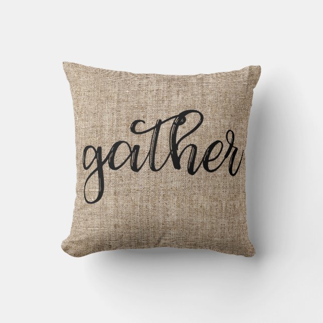 Cojín Decorativo Granjero Rústico Brown Sacking Burlap GATHER (Anverso)