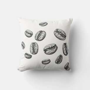 Cojín Decorativo Granos de café en blanco y negro