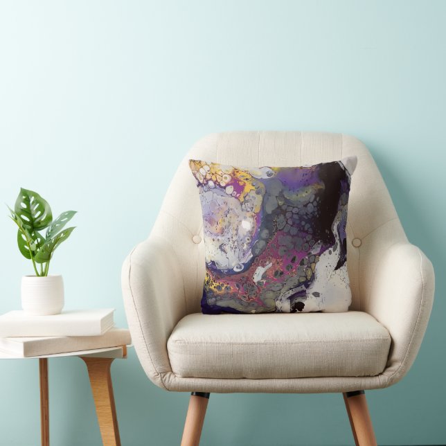 Cojín Decorativo Grape Glow, Purples, Mauve, Amarillo, Blanco (Silla)