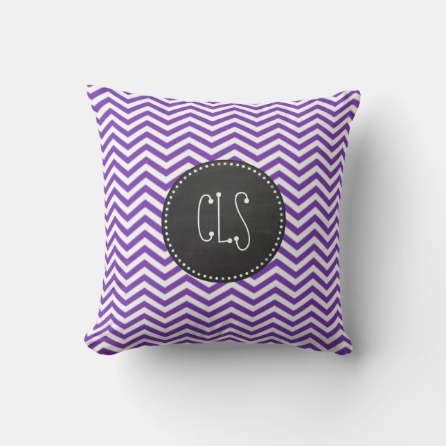 Cojín Decorativo Grape Purple Chevron Strips; Chalkboard look (Anverso)