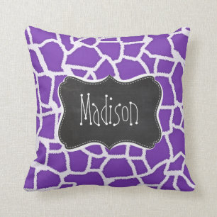 Cojín Decorativo Grape Purple Giraffe Animal Print; Chalkboard look