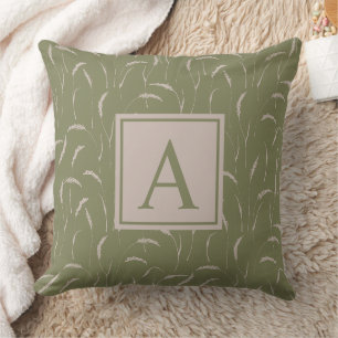 Cojín Decorativo Grasas silvestres y monograma personalizado sobre 