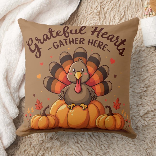 Cojín Decorativo Grateful Hearts Thanksgiving Turkey (Manta)