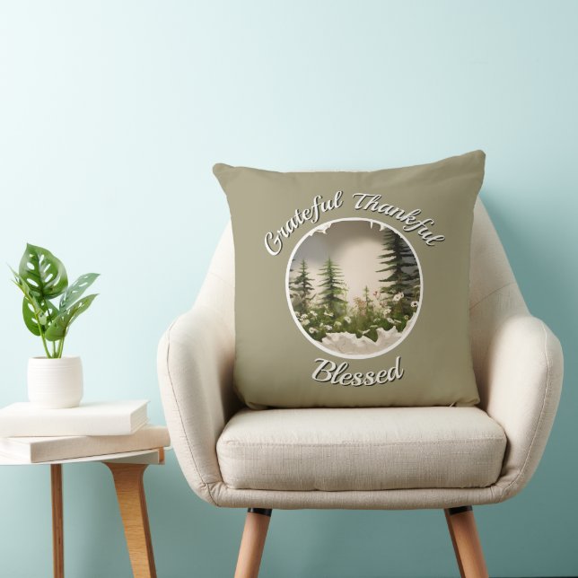 Cojín Decorativo "Grateful, Thankful, Blessed" Accent Throw Pillow (Silla)