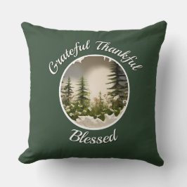 Cojín Decorativo "Grateful, Thankful, Blessed" Dark Green