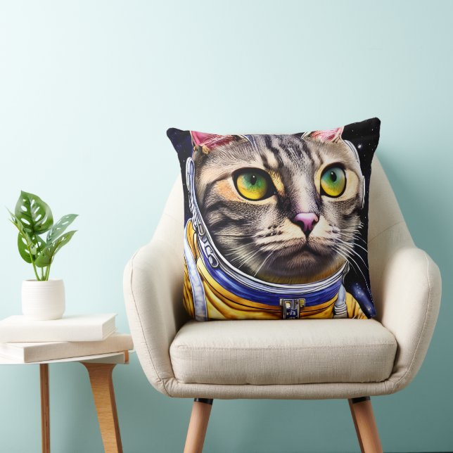 Cojín Decorativo Grave arte de gato astronauta (Silla)