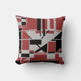 Cojín Decorativo Gray Black Dark Red Geometric Abstract Labyrinth