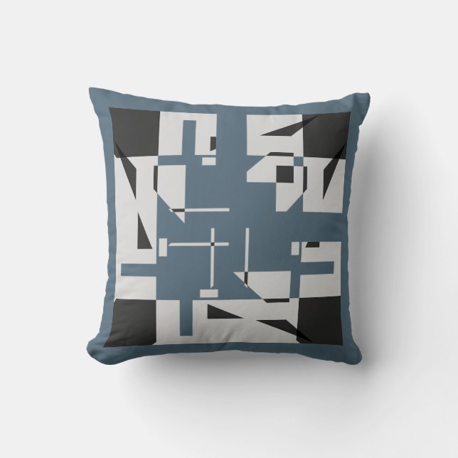 Cojín Decorativo Gray Black Slate Blue Small Shapes Art Labyrinth (Anverso)