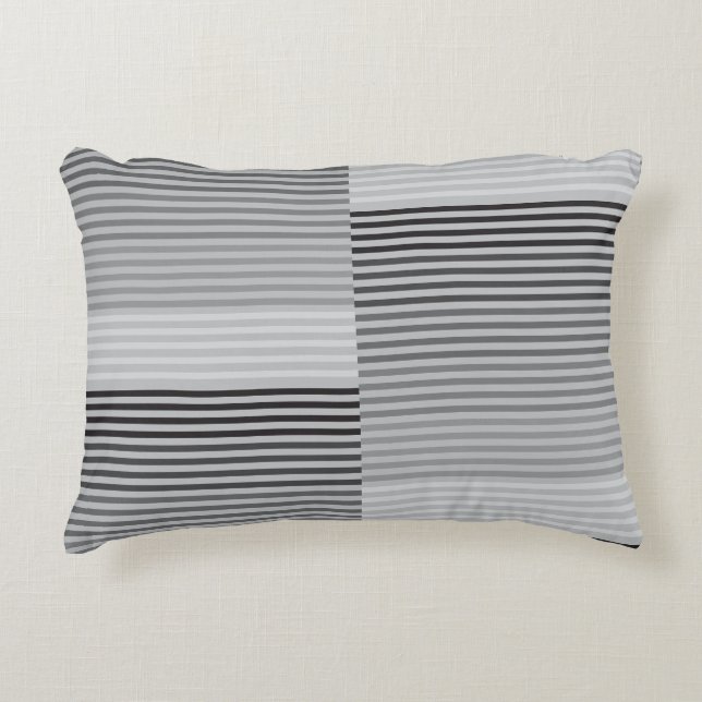 Cojín Decorativo Gray, Black, White Stripes (Anverso)