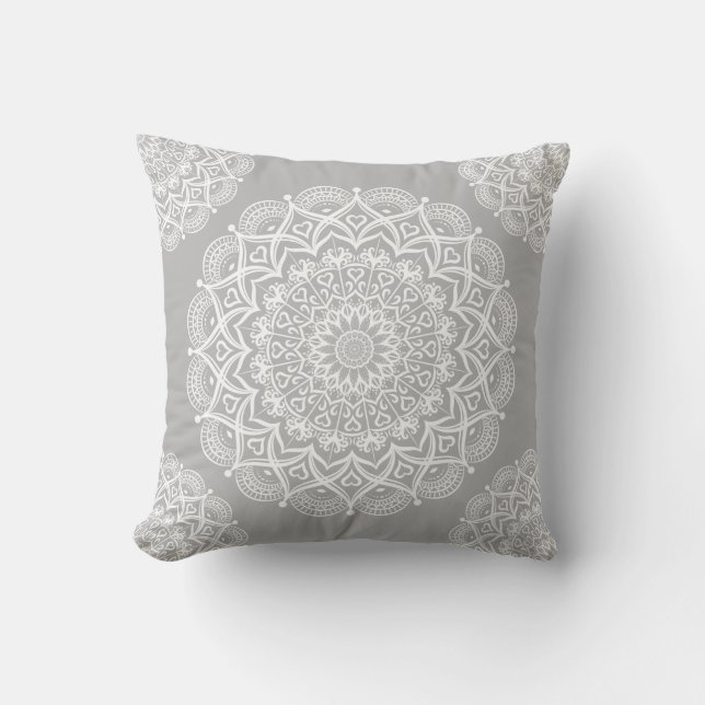 Cojín Decorativo Gray Boho Mandala (Anverso)