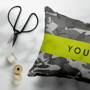 Cojín Decorativo Gray Camouflage Pattern, Your name, Personalize