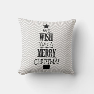 Cojín Decorativo Gray Chevron Merry Navidad Pillow