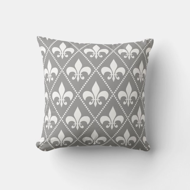 Cojín Decorativo Gray Fleur de Lis (Anverso)
