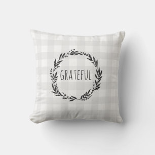 Cojín Decorativo Gray Gingham Check Wreath