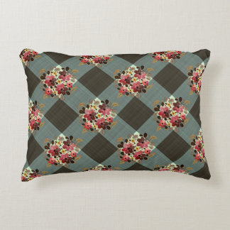 Cojín Decorativo Gray Gingham y Dusk Pink Floral Country