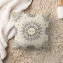 Gray Gold Mandala Pattern Monogram