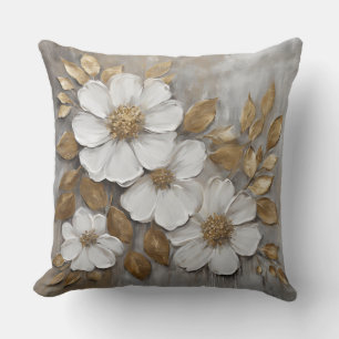 Cojín Decorativo Gray Gold White Bold Floral