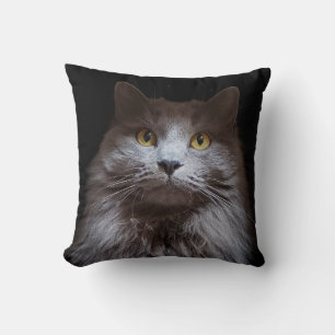 Cojín Decorativo Gray Nebelung Largo Pelo Ruso Azul Cat Pillow