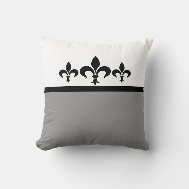 Cojín Decorativo Gray Swanky Fleur De Lis Pillow (Anverso)