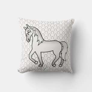 Cojín Decorativo Gray Trotting Horse Cute Personalizado Ilustracion