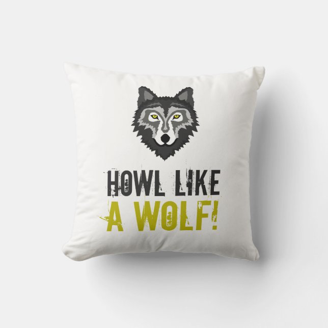 Cojín Decorativo Gray Wolf, Howl Like Wolf (Anverso)