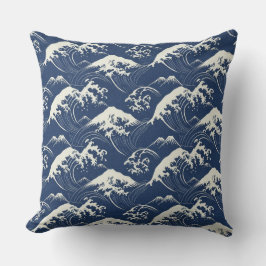 Cojín Decorativo Great Wave Mandala – Seamless Japanese-Inspired Oc