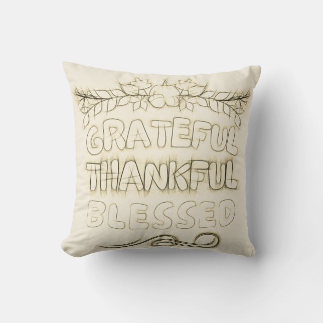COJÍN DECORATIVO GREATFUL, THANKFUL, BLESSED  (Anverso)