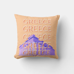 Cojín Decorativo Grecia, Atenas Viajes Arte, Naranja