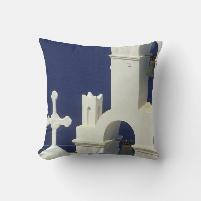 Cojín Decorativo Grecia, Santorini. Vista de una iglesia griega y (Anverso)
