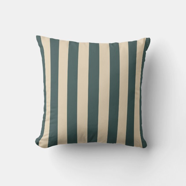 Cojín Decorativo Green And Cream Vertical Stripes (Anverso)