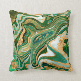 Cojín Decorativo Green and gold liquid marble abstract