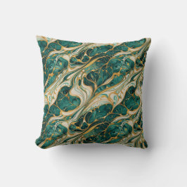 Cojín Decorativo Green and Gold Marble Throw Pillow