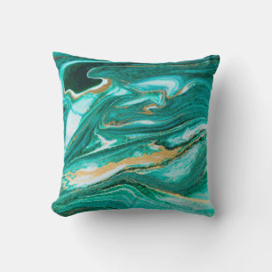 Cojín Decorativo Green and gold ripple of agate background. Golden