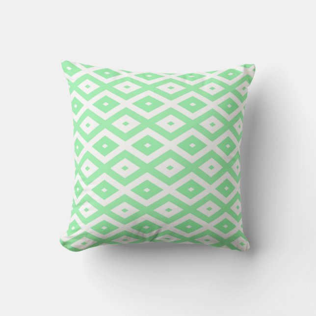 Cojín Decorativo Green and white diamond pattern (Anverso)