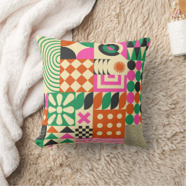 Cojín Decorativo Green Black Vintage Resumen patrón geométrico