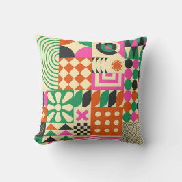 Cojín Decorativo Green Black Vintage Resumen patrón geométrico