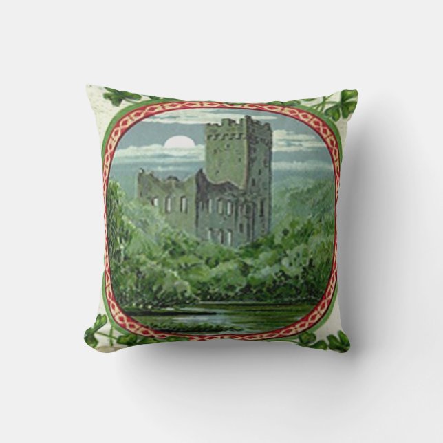 Cojín Decorativo Green Blarney Castle Ireland Shamrock (Anverso)