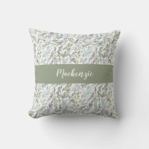 Green Blue Botanical Watercolor Monogram Name