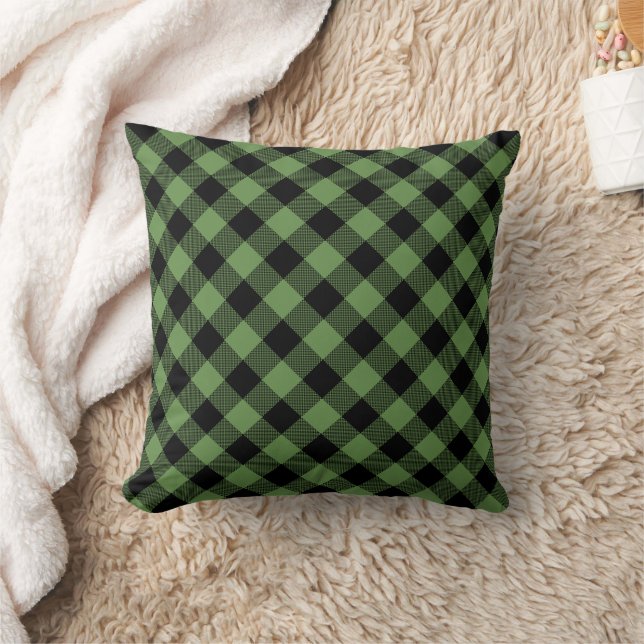 Cojín Decorativo Green Buffalo Plaid | Patrón de soplador (Manta)